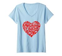 Womens Heart RADICALIZED by Basic Decency Election Protest Squad V-Neck T-Shirt