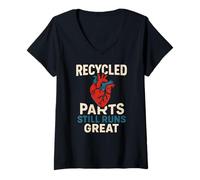 Womens Heart Recycled Parts Still Runs Great Fun Mens Get Well V-Neck T-Shirt