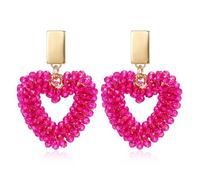 Women's Heart-Shaped Earrings, Handmade Hollow Heart Earrings, Boho Style Fashionable Earrings, Perfect for Beach, Valentine's Day, Birthday and Party Gifts, Groß, Metal, No Gemstone