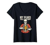 Womens Heart Surgery My Scars Tell A Story Fun Mens Get Well V-Neck T-Shirt