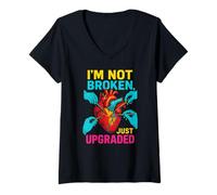 Womens Heart Surgery Patient Not Broken Just Upgraded Fun Get Well V-Neck T-Shirt