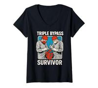 Womens Heart Surgery Patient Triple Bypass Survivor Cool Get Well V-Neck T-Shirt