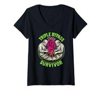 Womens Heart Surgery Patient Triple Bypass Survivor Cool Get Well V-Neck T-Shirt