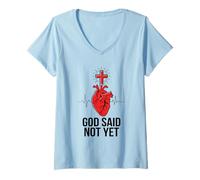 Women's Heart Surgery Survivor God Said Not Yet Faith V-Neck T-Shirt