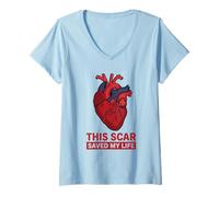 Women's Heart Surgery Survivor Scar Saved My Life V-Neck T-Shirt