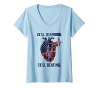 Women's Heart Surgery Survivor Still Standing Beating V-Neck T-Shirt