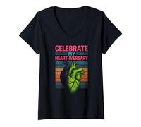 Womens Heart Survivor Celebrate My Heartiversary Fun Recovery V-Neck T-Shirt