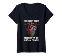 Womens Heart Survivor Organ Donor Cool Mens Surgery Recovery V-Neck T-Shirt