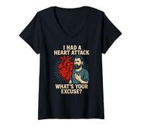Womens Heart Survivor Whats Your Excuse Fun Mens Get Well Surgery V-Neck T-Shirt