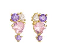 Women's Heart Yellow Gold 585 Earrings Pink Lab Created Rosa Sapphire