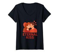 Womens Heartfelt Eternal Affection Design V-Neck T-Shirt