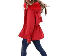 Womens Heated Jacket Womens Winter Coats Plus Size, Woemns Ladies Warm Hooded Outerwear Solid Thick Padded Jacket Windproof Raincoat Winter Warm Snow Coat(Red-1,XXL)