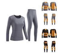Womens Heated Underwear UK Sale Ladies USB Charging Heated Base Layers with 28 Heating Zones Electric Tops and Long Johns Heated Body Warmer Fleece Lined Heated Suit for Outdoor Skiing Camping