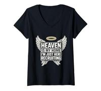 Womens Heaven is My Home I’m Just Here Recruiting Christian Funny V-Neck T-Shirt