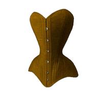 Women's Heavy Duty Double Steel Boned Over Bust Long Line Waist Training Cotton Corset M9C (UK, Alpha, S, Regular, Regular, Brown)