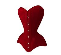 Women's Heavy Duty Double Steel Boned Over Bust Long Line Waist Training Cotton Corset M9C (UK, Alpha, XXL, Regular, Regular, Red)