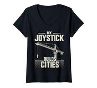 Womens Heavy Equipment Builder Crane Operator V-Neck T-Shirt