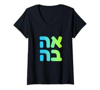 Womens Hebrew Love Ahava Israeli Word Culture Jewish Heritage Art V-Neck T-Shirt