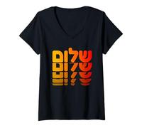 Womens Hebrew Shalom Peace Israel Jewish Faith Defenders Design V-Neck T-Shirt