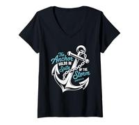 Womens Hebrews 6:19 - The Anchor Holds in Spite of The Storm V-Neck T-Shirt