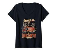 Women's Hecho En La Isla Del Encanto Puerto Rico V-Neck T-Shirt