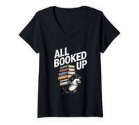 Womens Hedgehog Book Lovers - All Booked UP Retro V-Neck T-Shirt