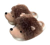Women's Hedgehog Slippers, Soft, Winter, Cozy, Indoor, S-3XL#G Brown