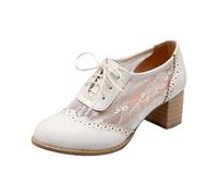 Women's Heel Cutout Lace Overlay Strappy Front for Festive Occasions, White, 8 UK