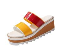 Women's Heel Wedge Clog Colour Block Slip On Platform Sandals Open Toe Thick Bottom Fashion Boho Sandal Summer Beach Holiday Walking Hiking Traveling Shooting Versatile Shoes