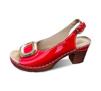 Womens Heeled Sandals, Square Toe Mid Block Heel Slingback Sandals for Women, Insole Chunky Heel Sandals with Buckle 2" Lightness That Never Weighs You Down