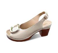 Womens Heeled Sandals, Square Toe Mid Block Heel Slingback Sandals for Women, Insole Chunky Heel Sandals with Buckle 2" Lightness That Never Weighs You Down