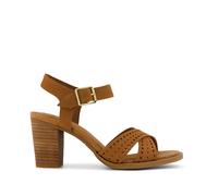 TOMS Women's Majorca Ankle Strap Heeled Sandal, Brown Sugar Nubuck Leather-Perf, 6 UK
