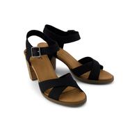 TOMS Women's Majorca Ankle Strap Heeled Sandal, Black Melange Woven, 6 UK