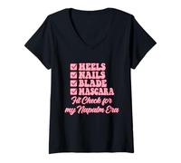 Womens Heels Nails Blade Mascara Fit Check for My Napalm Era V-Neck T-Shirt