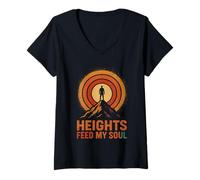 Womens Heights Feed My Soul Mountain Adventure Spirit V-Neck T-Shirt
