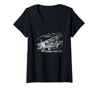 Women's Heinkel He 50 WW2 German Plane Flying Clouds V-Neck T-Shirt
