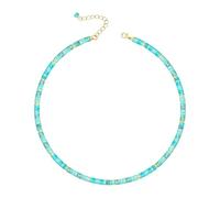 Women'S Heishi Stone Beaded Necklace Boho Natural Gemstone Crystal Choker Necklaces Abacus Stone Beads Strand Handmade Jewelry Gifts For Women Men Blue Turquoise