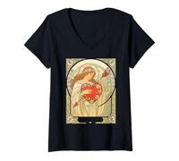 Women's Held in Devotion Vintage Art Nouveau Romance V-Neck T-Shirt