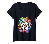 Womens Held in Yahweh's Everlasting Arms V-Neck T-Shirt