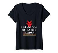 Womens Hell was Full So They Sent Me Back | Sarcastic Halloween V-Neck T-Shirt