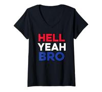 Womens Hell Yeah BRO - Brother USA red White Blue Merica America V-Neck T-Shirt