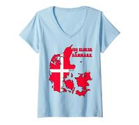 Womens Hello Copenhagen I Love Denmark Map Flag Cool Danish Mom Dad V-Neck T-Shirt
