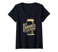 Women's Hello Darkness Beer Tee - Fun Drink St. Patrick's Day Quote V-Neck T-Shirt