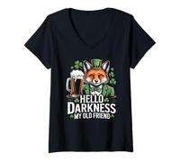 Women's Hello Darkness My Old Friend Beer Drinker St Patricks Day V-Neck T-Shirt