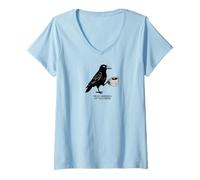 Womens Hello Darkness My Old Friend Crow Coffee Spooky Halloween V-Neck T-Shirt