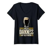 Women's Hello Darkness My Old Friend Dark Beer Design V-Neck T-Shirt