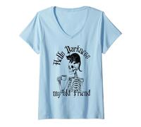 Womens Hello Darkness My Old Friend - Gothic Halloween Humor V-Neck T-Shirt