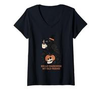 Womens Hello Darkness My Old Friend Halloween V-Neck T-Shirt