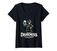 Women's Hello Darkness My Old Friend St Patricks Day Irish Beer Men V-Neck T-Shirt