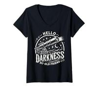 Women's Hello Darkness Telescope Stargazing Astronomy Lover V-Neck T-Shirt